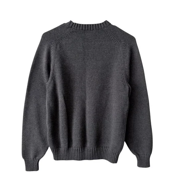 Vintage Lands End Mens Small Drifter Sweater Cotton Pullover 90s Charcoal Gray - Picture 6 of 14